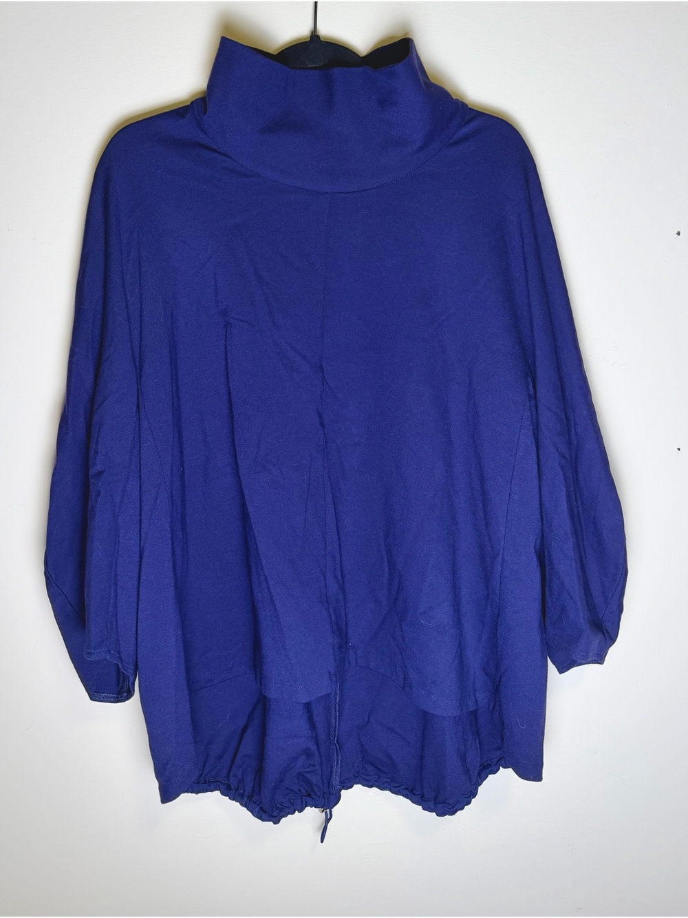 Tibi Lightweight Ponte Funnel Neck Sculpted Top - Navy - Size L